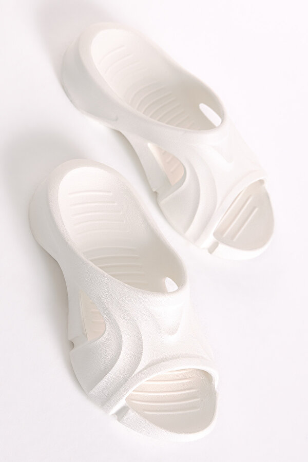 Tonny Black Unisex Beyaz Desenli Kalın Tabanlı Eva Terlik