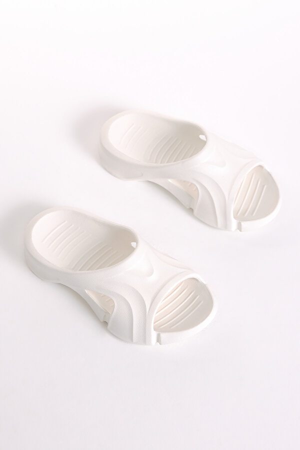 Tonny Black Unisex Beyaz Desenli Kalın Tabanlı Eva Terlik