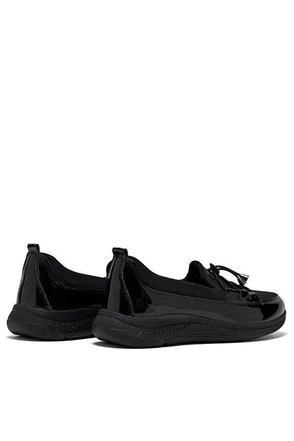 Tonny Black Kadın Siyah Rugan Önü Lastik Bağcıklı Topuk Jelli Ortopedik Anne Günlük Ayakkabi