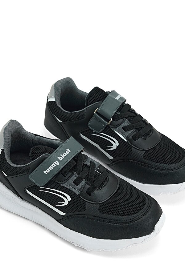 Tonny Black Çocuk Unisex Siyah Füme Buz Faylon Taban Cırtlı Çocuk Ayakkabı