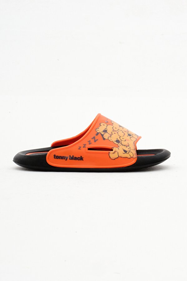 Tonny Black Çocuk Unisex Oranj Poli Taban Ayıcık Desenli Terlik