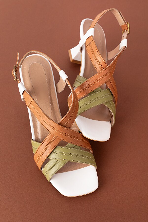 Gondol Kundura Gondol Kadın Hakiki Deri Renkli Topuklu Ayakkabı ast.6126