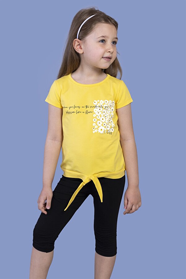 Toontoy Kids Toontoy Kız Çocuk Papatya Desenli Baskılı Taytlı Takım