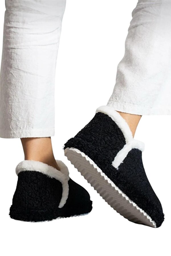 Liger Kadın Panduf | Ev Botu | Ev Ayakkabısı Eva Kalın Hafif Kaymaz Taban SİYAH