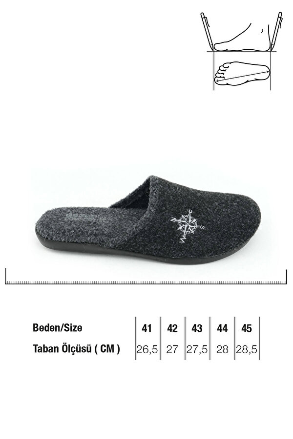 GEZER Kışlık Erkek Keçe Çıkarılabilir Taban Ev Bahçe Terlik