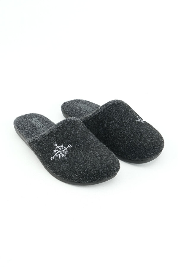 GEZER Kışlık Erkek Keçe Çıkarılabilir Taban Ev Bahçe Terlik