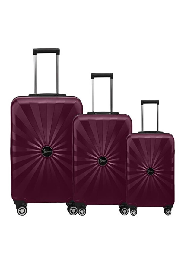 Louisiana Polo 3'lü Valiz Seti Polikarbon Valiz 4x2 Teker Bordo 1809