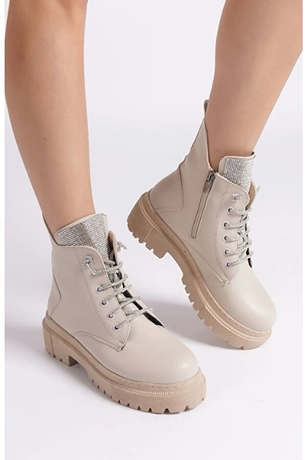 Feles Taş Bağcık Detaylı Postal Kadın Bot