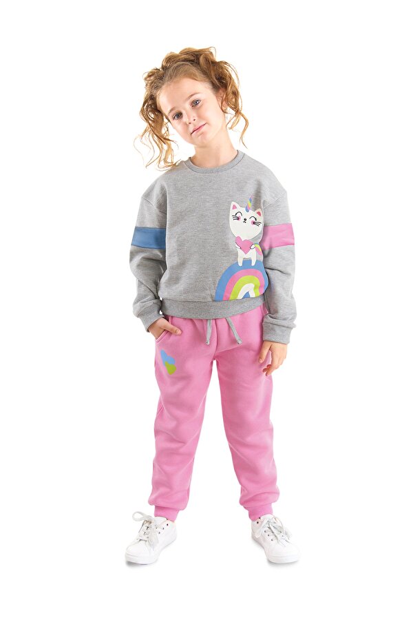 Denokids Rainbow Cat Kız Çocuk Alt-Üst Eşofman Takım