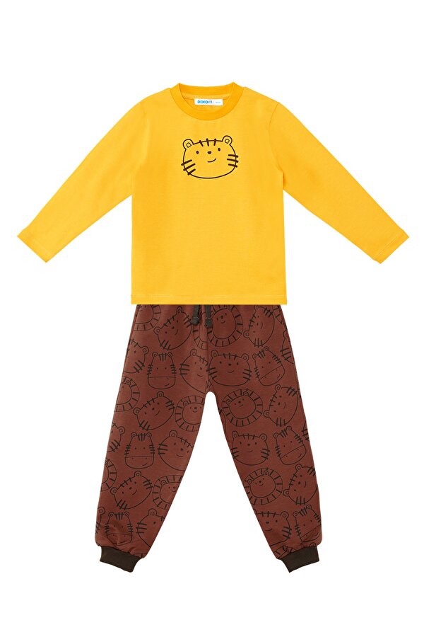 Denokids Sevimli Kedi Erkek Bebek T-shirt Pantolon Takım