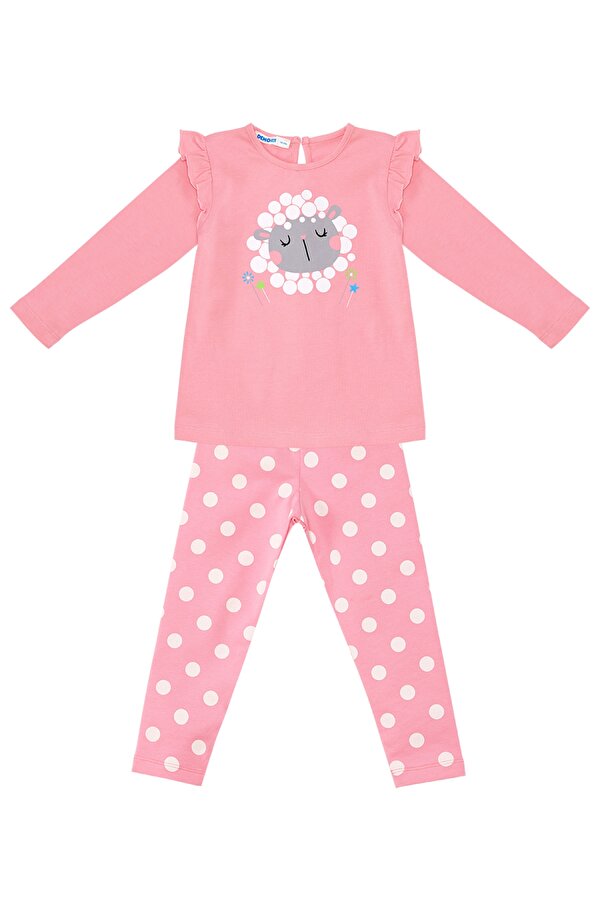 Denokids Kuzucuk Kız Bebek Pembe Tunik Tayt Takım