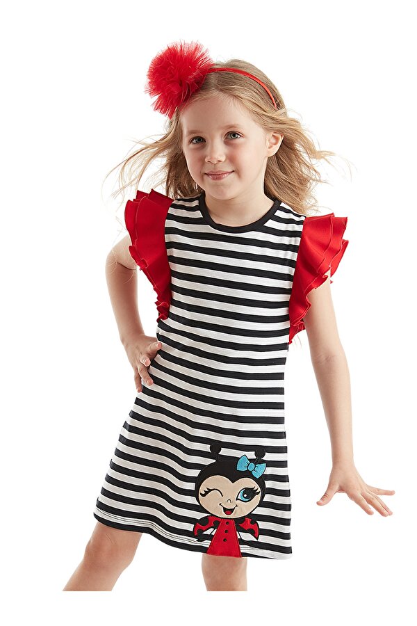 Denokids LMG Uğurlu Kız Çocuk Çizgili Elbise