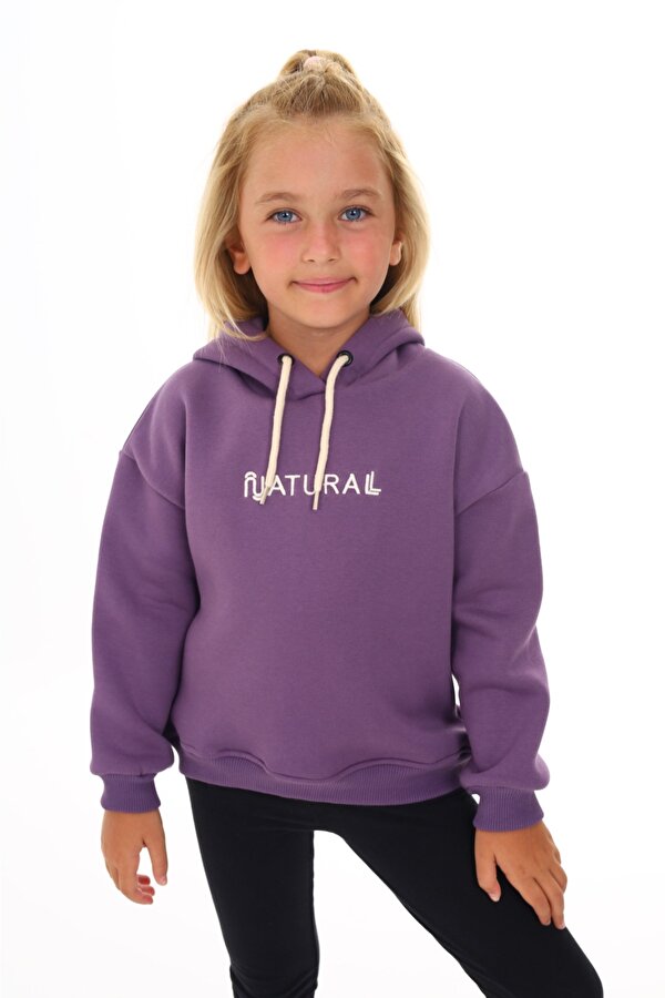 Toontoy Kids Toontoy Kız Çocuk Kapüşonlu Natural Nakışlı Sweatshirt