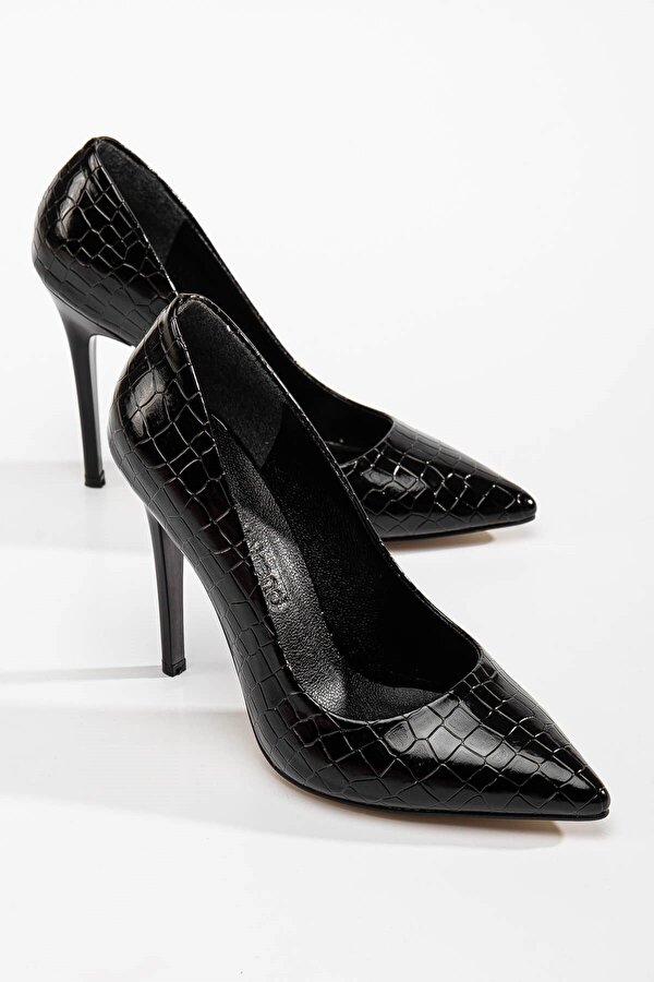 Ccway Kadın Stiletto SİYAH KROKO
