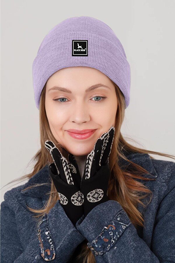 Black Deer Unisex Kışlık Bere Şapka Düz Logolu Yumuşak Triko Basic Akrilik Beanie