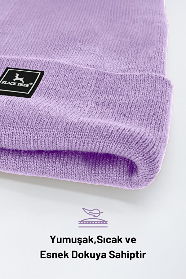 Black Deer Unisex Kışlık Bere Şapka Düz Logolu Yumuşak Triko Basic Akrilik Beanie