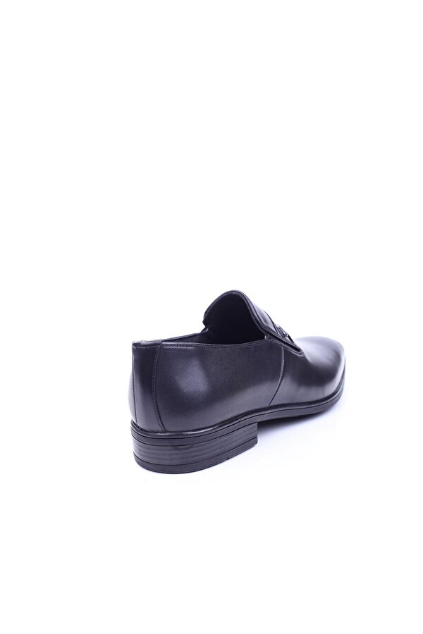 Delfino 447 Erkek Hakiki Deri Siyah Bağcıksız Klasik Kauçuk Ayakkabı