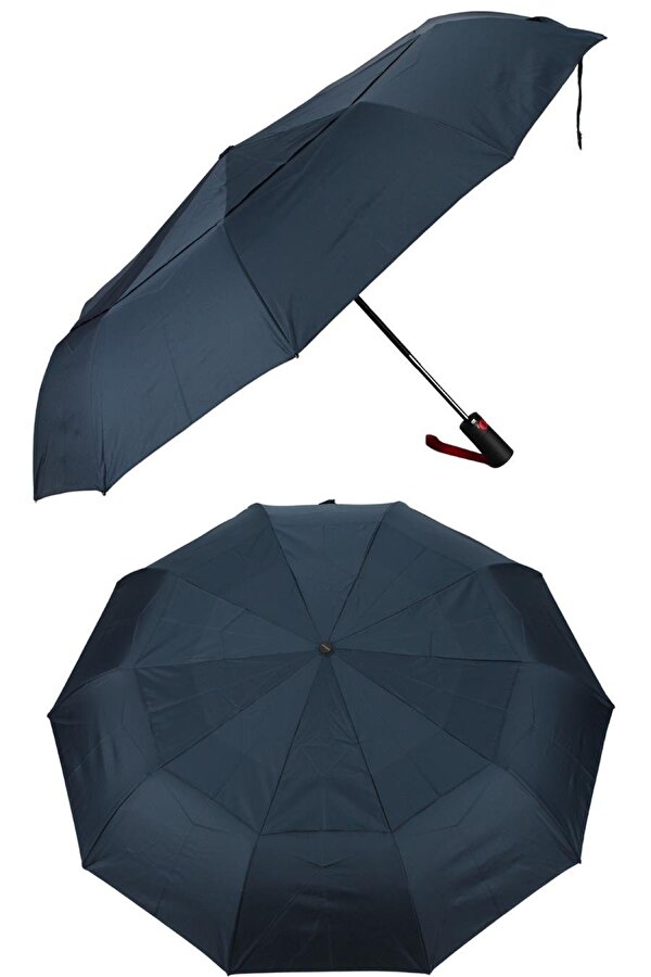 Marlux Ekstra Güçlendirilmiş Tam Otomatik Rüzgar Şemsiyesi 10 Fiber Tel Lacivert MPR2001L