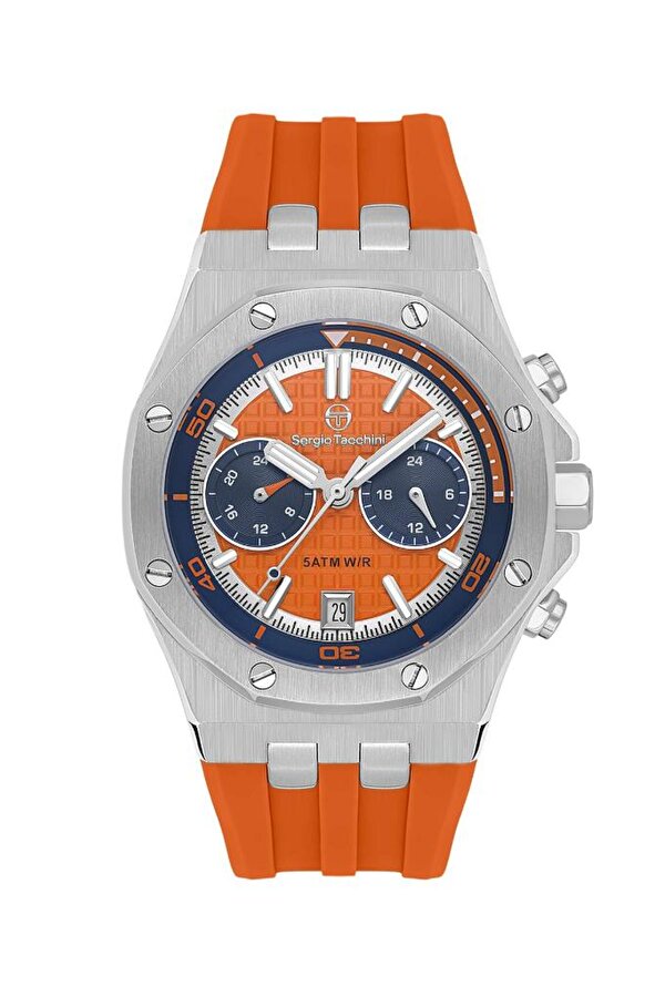 Sergio Tacchini ST.1.10447-3 Silikon kordon Fonksiyonlar Aktif Suya Dayanıklı Turuncu Renk Erkek Kol Saati