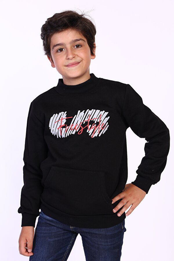 Toontoy Kids Toontoy Erkek Çocuk Kanguru Cepli Baskılı Sweatshirt