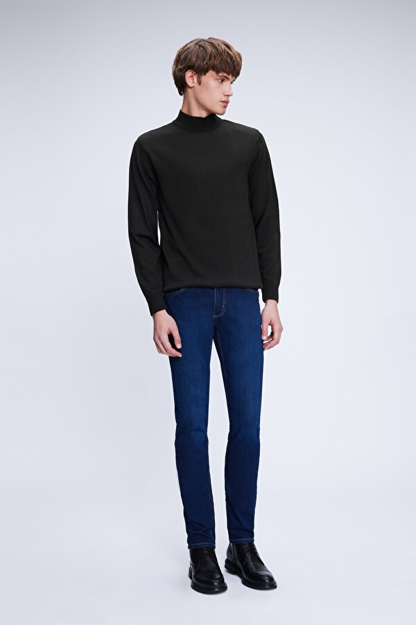 Hatemoğlu Haki Regular Fit Düz Yarım Balıkçı Yaka Yünlü Triko Kazak