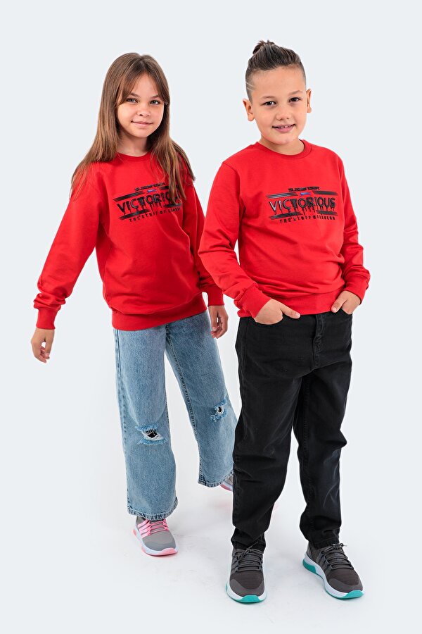 Slazenger DUNA IN Unisex Çocuk Sweatshirt Kırmızı