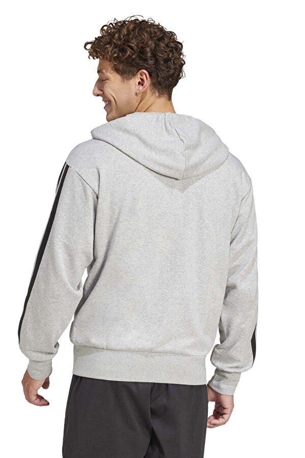 adidas M 3S FT FZ HD Gri Erkek Fermuarlı Sweatshirt