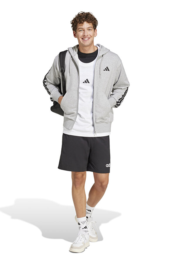 adidas M 3S FT FZ HD Gri Erkek Fermuarlı Sweatshirt