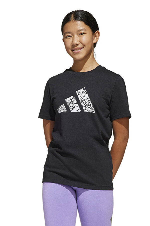 adidas JG ANIMAL LOGO      BLACK Pembe Kadın Kısa Kol T-Shirt