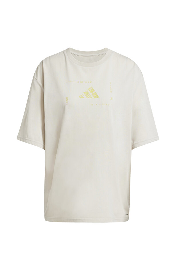 adidas W BOX LOGO G T Bej Kadın Kısa Kol T-Shirt