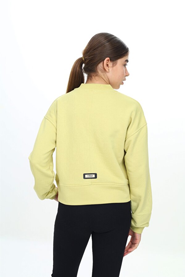 Toontoy Kids Toontoy Kız Çocuk  Kolej Yaka Fermuarlı Cepli Düşük Omuz Baskılı Örme Hırka - 3 İplik Şardunsuz