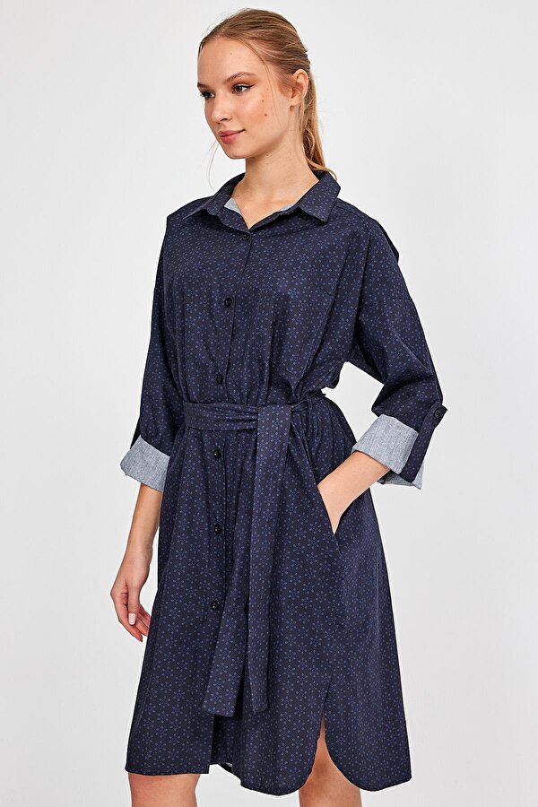 Alexander Gardi ALEXANDERGARDİ AYARLANABİLİR KOLLU KUŞAKLI GÖMLEK ELBİSE (B23-1403 00)