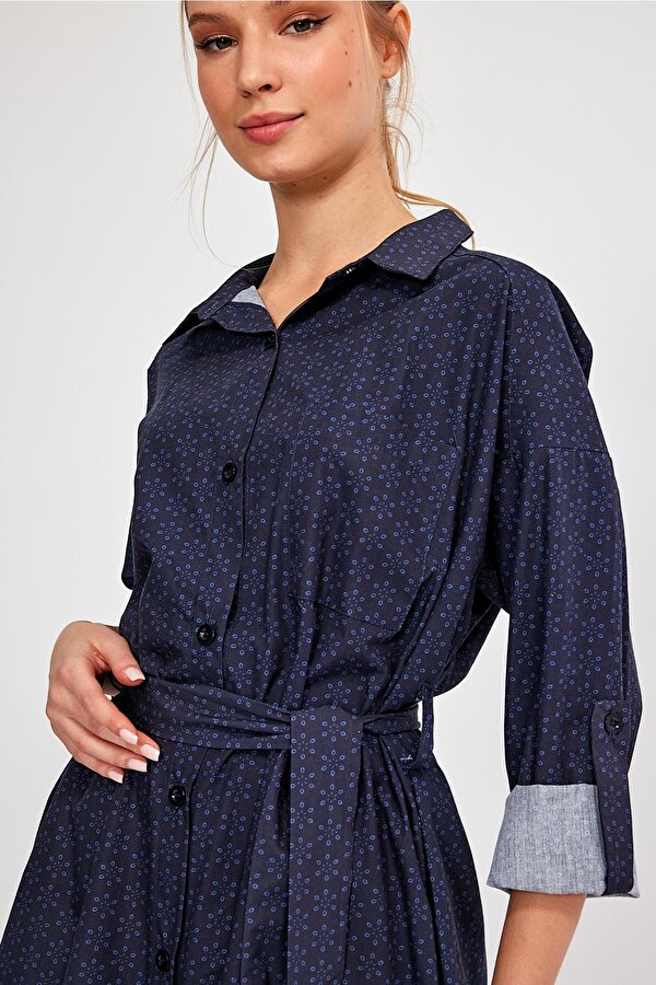 Alexander Gardi ALEXANDERGARDİ AYARLANABİLİR KOLLU KUŞAKLI GÖMLEK ELBİSE (B23-1403 00)