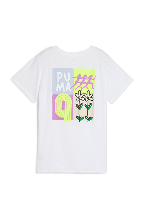 Puma GRAPHICS RUNNING ILLUSTRA Beyaz Kadın Kısa Kol T-Shirt