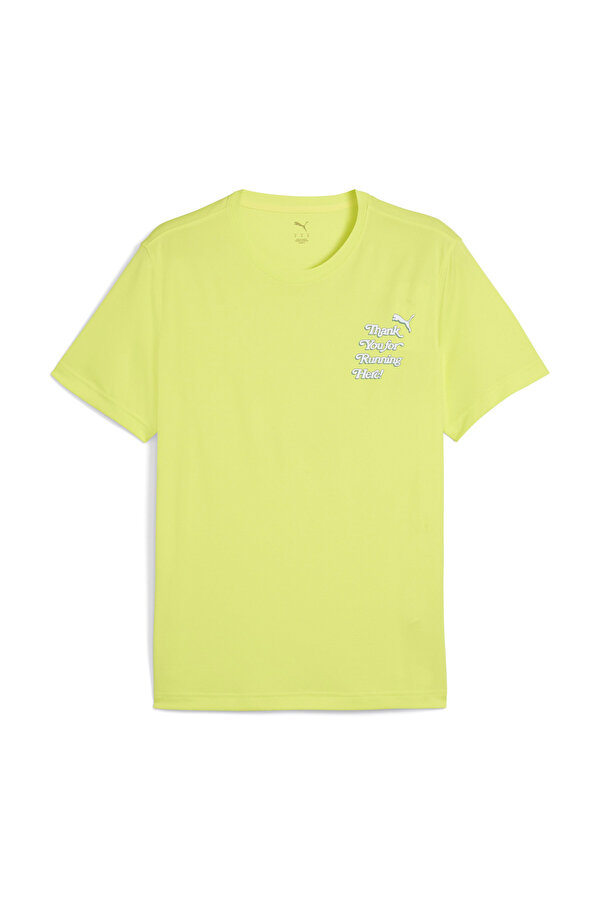 Puma GRAPHICS RUNNING SLOGAN T Sarı Erkek Kısa Kol T-Shirt