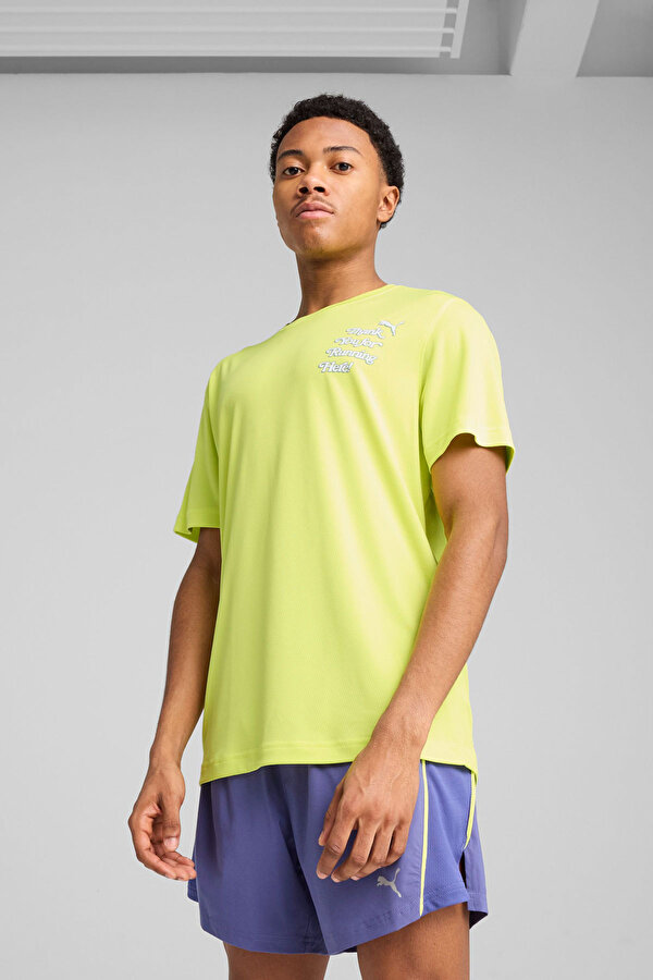 Puma GRAPHICS RUNNING SLOGAN T Sarı Erkek Kısa Kol T-Shirt