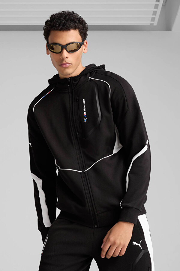 Puma BMW MMS  HOODED SWEAT JAC Siyah Erkek Sweatshirt