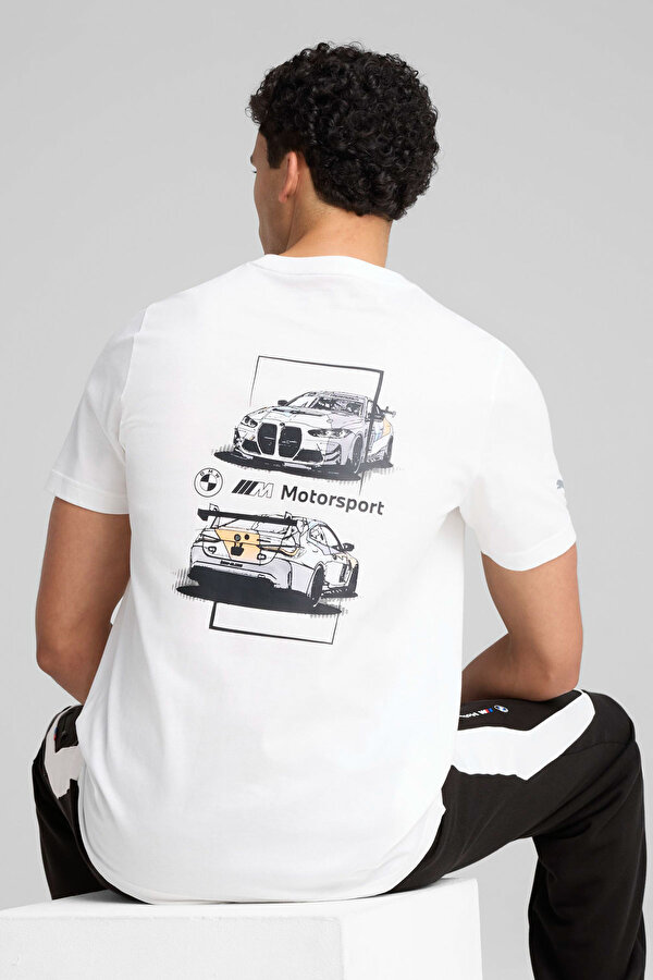 Puma BMW MMS CAR GRAPHIC TEE 2 Beyaz Erkek Kısa Kol T-Shirt