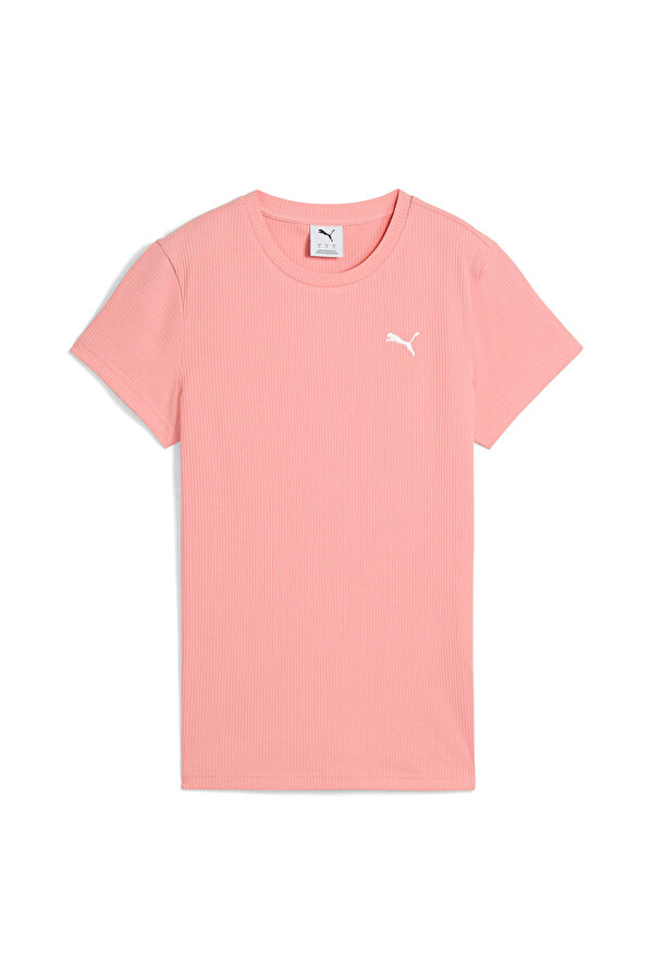 Puma ESS ELEVATED Rib Tee Pembe Kadın Kısa Kol T-Shirt