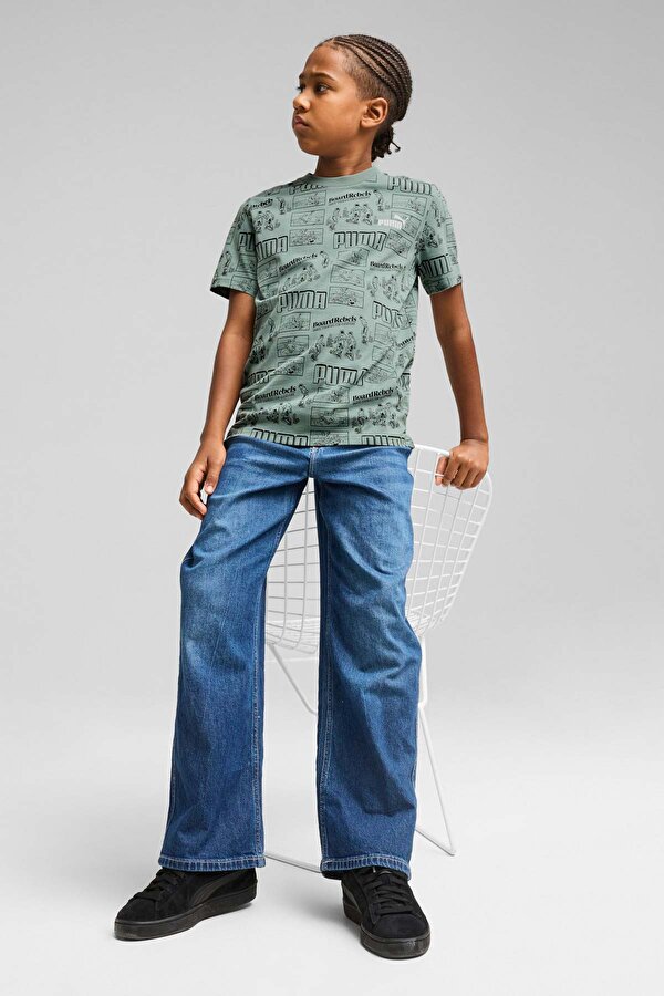 Puma MID90S AOP Tee B Yeşil Erkek Çocuk Kısa Kol T-Shirt