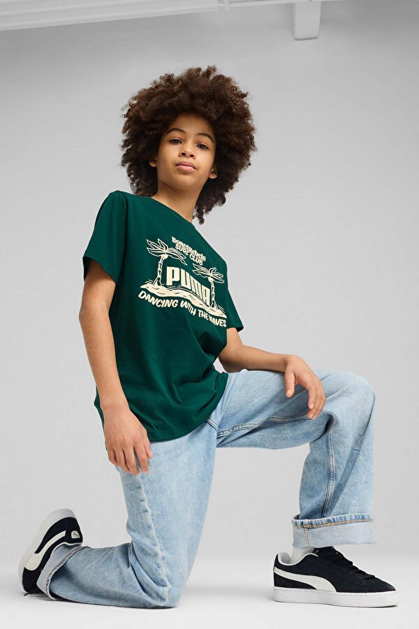 Puma MID90S Graphic Tee III B Yeşil Unisex Çocuk Kısa Kol T-Shirt