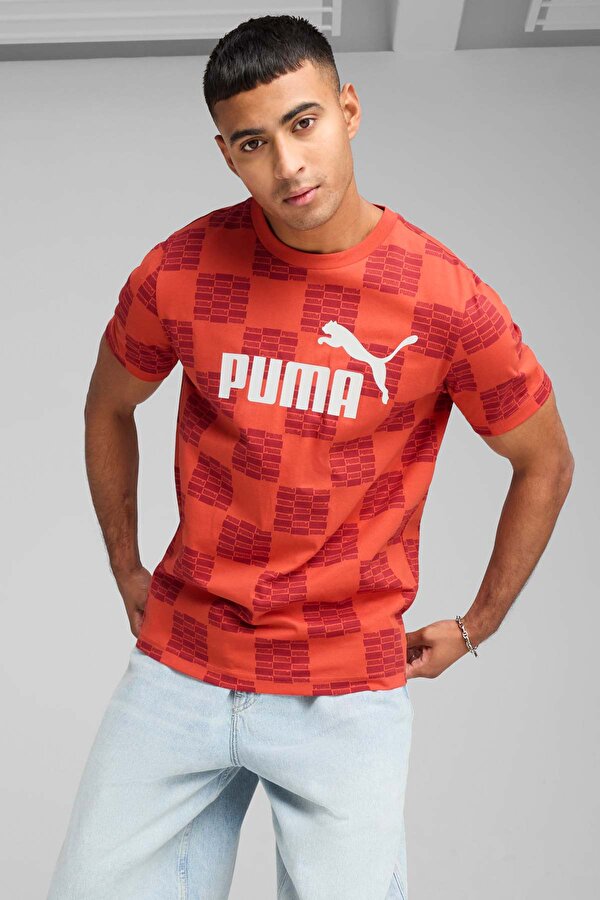 Puma UNITED AOP Tee Kırmızı Erkek Kısa Kol T-Shirt
