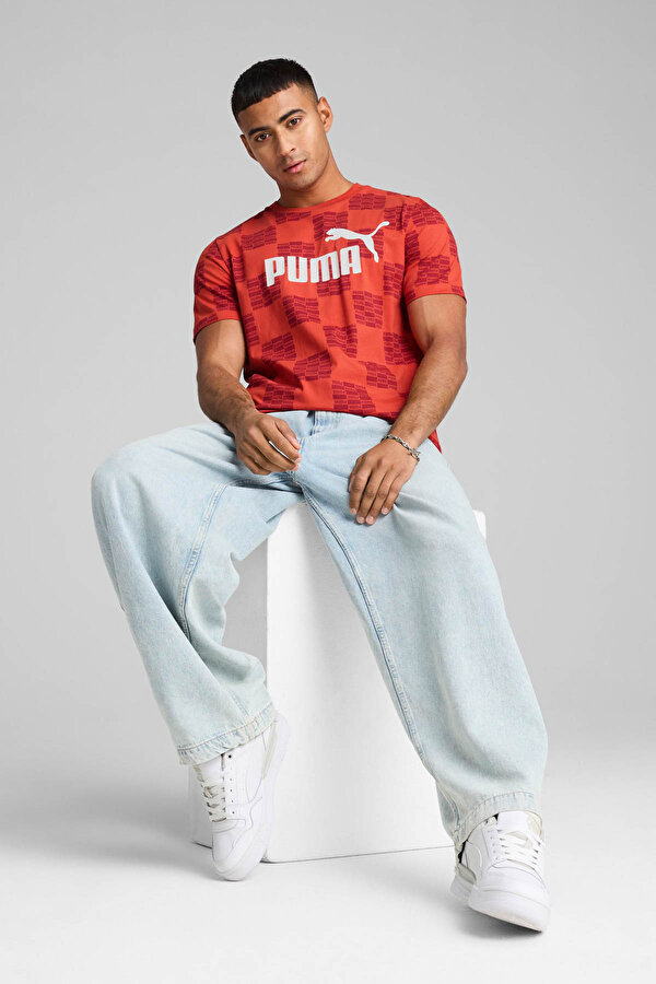 Puma UNITED AOP Tee Kırmızı Erkek Kısa Kol T-Shirt