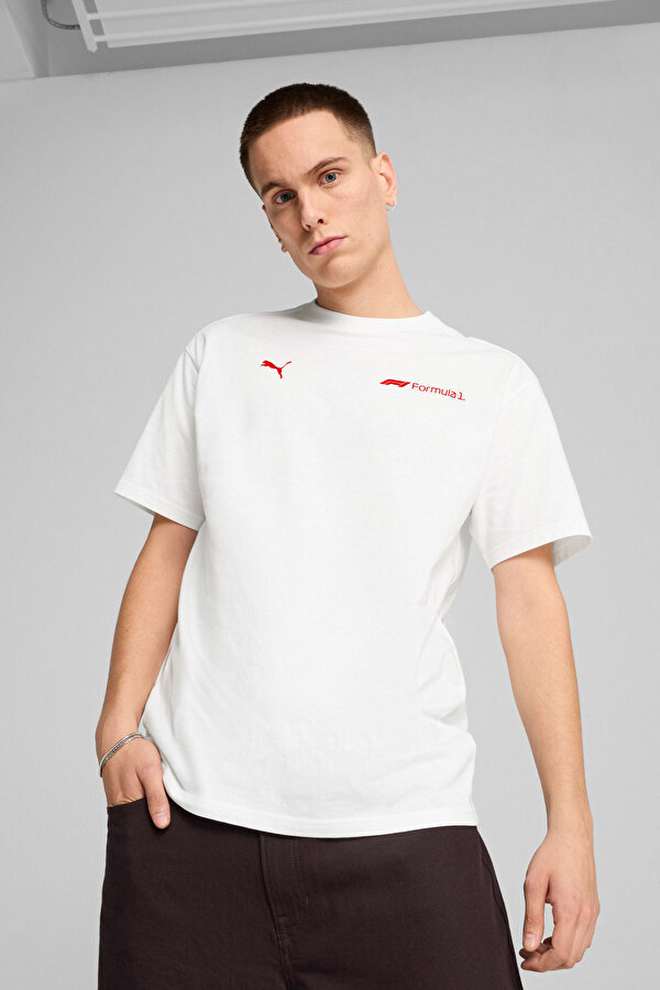 Puma F1 ESS+ Graphic Tee -rela Beyaz Erkek Kısa Kol T-Shirt