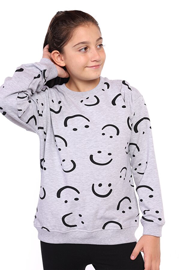Toontoy Kids Toontoy Kız Çocuk Komple Gülen İfade Baskılı Sweatshirt