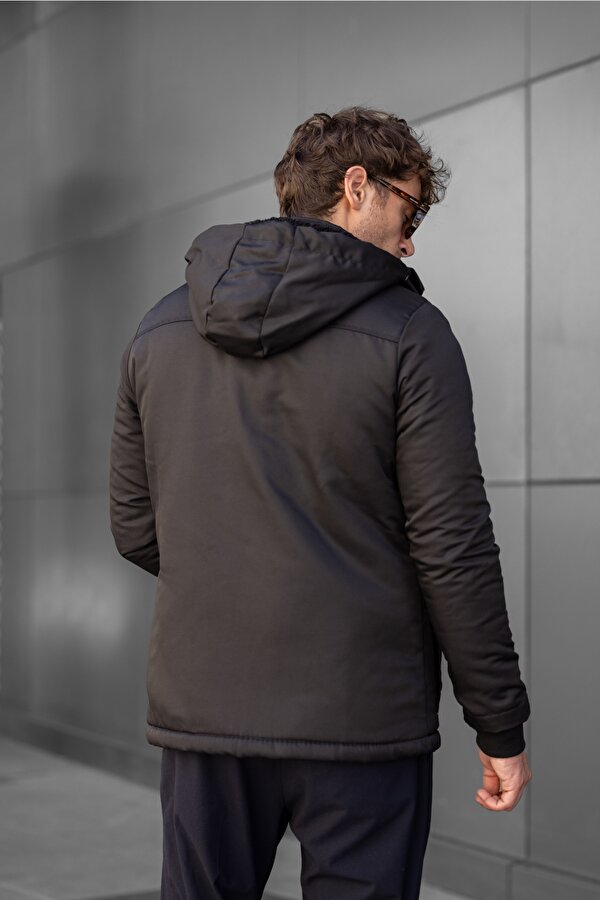 DECAS MONTANO Su Geçirmez Kürklü Kapüşonlu Erkek Mont - Siyah