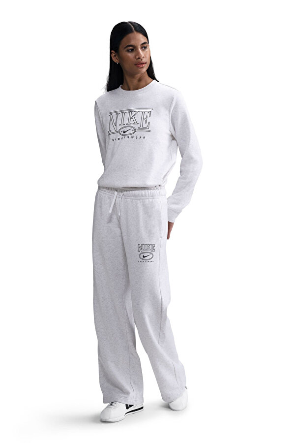 Nike W NSW CLUB FLC MR GX WIDE Gri Kadın Eşofman Altı