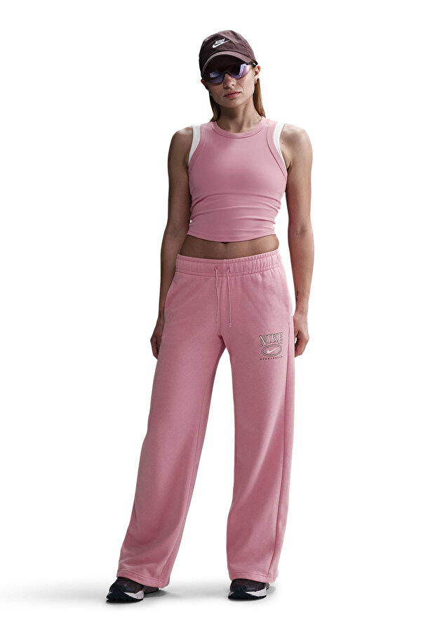 Nike W NSW CLUB FLC MR GX WIDE Pembe Kadın Eşofman Altı