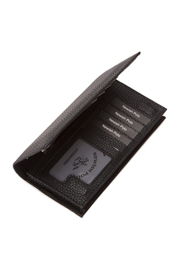 Newish Polo Erkek Siyah Deri Telefon Kağıt Para Bölmeli Portföy Kartlık ve Cüzdan new264