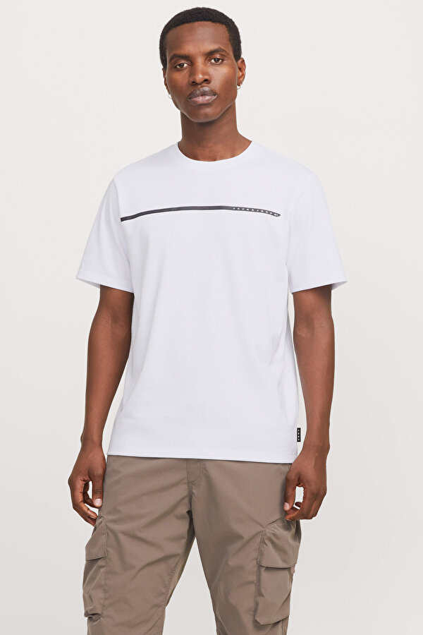 Jack & Jones JCOFUSION FULL BRANDING T Beyaz Erkek Kısa Kol T-Shirt
